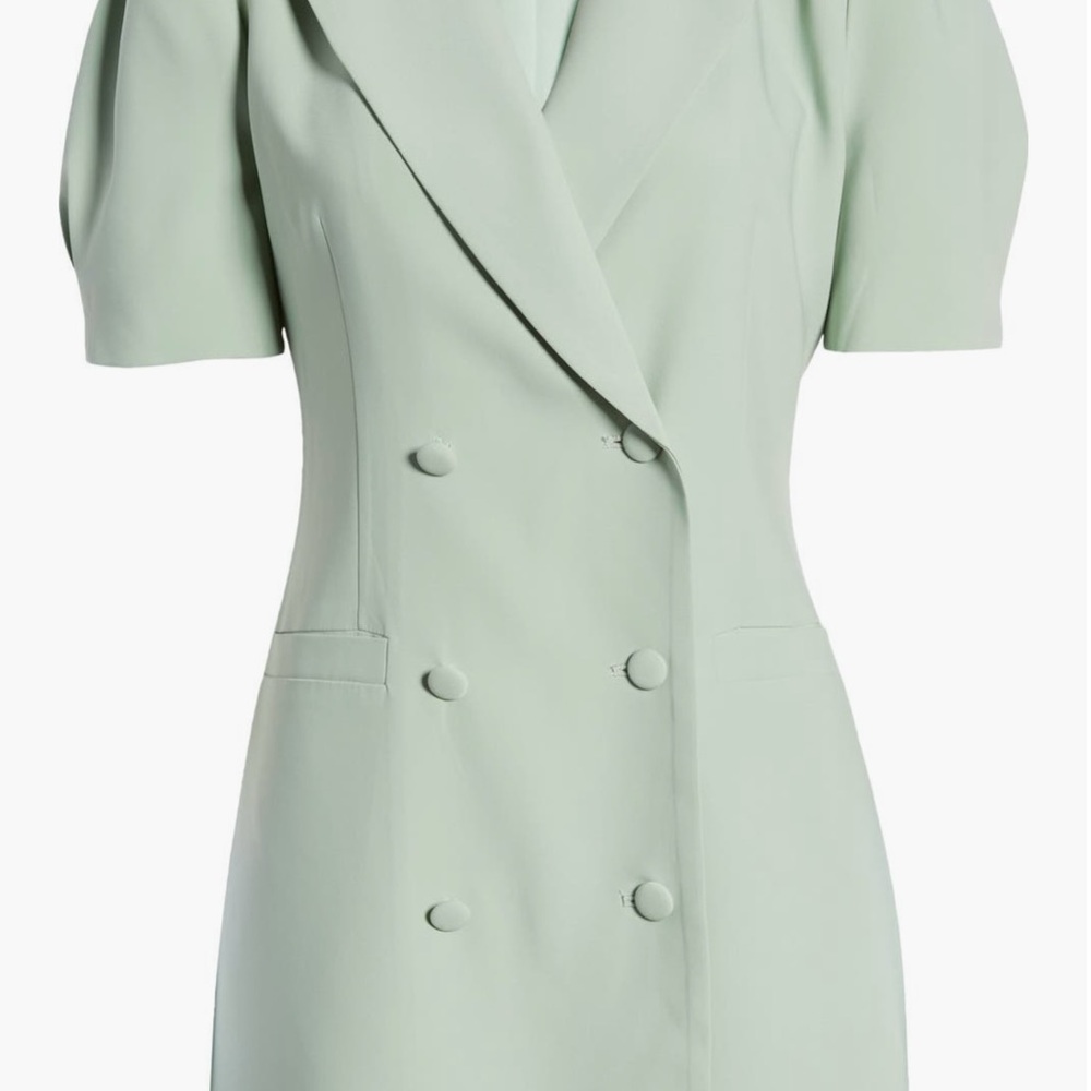 Mint Green Double-Breasted Blazer Dress